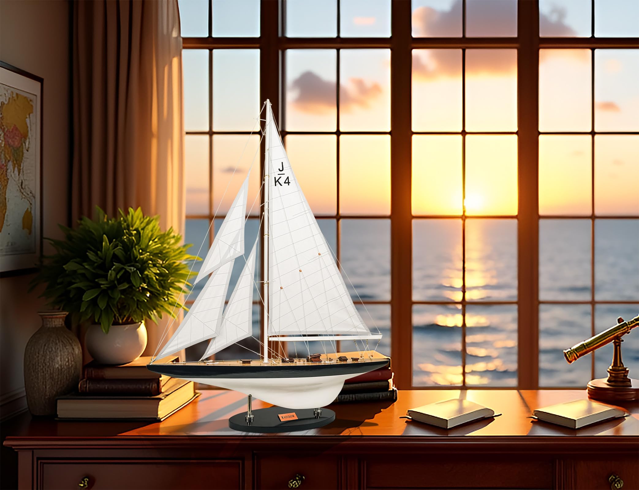 Amazon | SAILINGSTORY 木製ヨット装飾船モデル ヨットレインボー